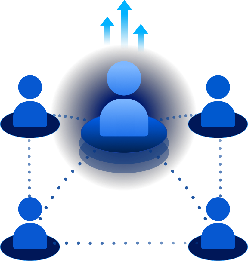 Mention Network referral system visualization showing interconnected nodes representing users earning rewards through friend invitations and network growth